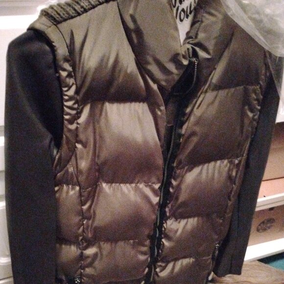 SO Chic! Puffer Coat with Leather Sleeves - Picture 1 of 6